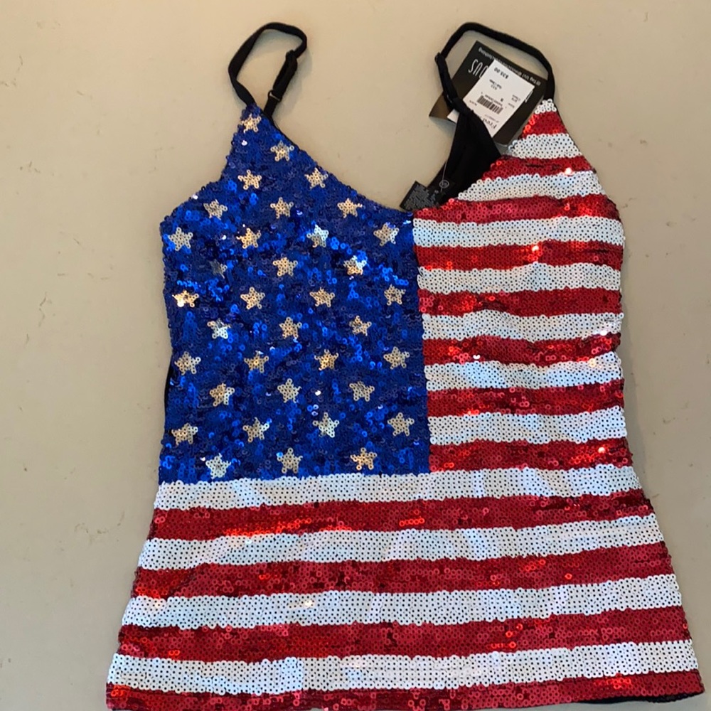 American Flag Sequin Tank